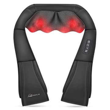 Snailax Shiatsu Neck & Shoulder Massager with Heat - Deep Kneading Electric Pillow
