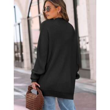 LILLUSORY Womens Cardigan Sweater Fall Fashion Outfits Clothes 2024 Teacher Long Oversized Winter Chunky Knit Winter Clothing Black