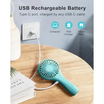 TriPole Mini Handheld Fan Portable USB Rechargeable Cool
