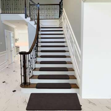 PURE ERA Carpet Stair Treads Ultra Plush 9.5" X 30"Soft Bullnose Indoor Stair Protectors Pet-Friendl...