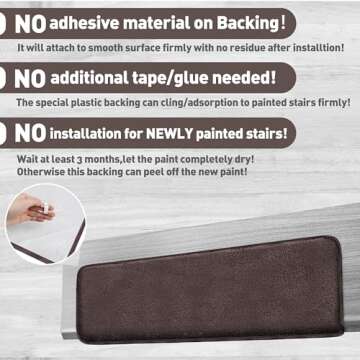 PURE ERA Carpet Stair Treads Ultra Plush 9.5" X 30"Soft Bullnose Indoor Stair Protectors Pet-Friendly Non-Slip Skid Resistant Tape Free Washable Reusable(14 Pieces,Dark Brown)
