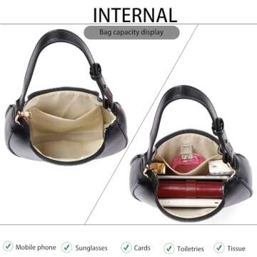 Veediyin Crescent Shoulder Bags for Women Purses Versatile Tote Handbag Clutch Purse Crossbody Bag Arm (Black)