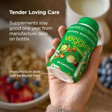 Balance of Nature Fruits & Veggies Supplements - Whole Fruit and Vegetable Ingredients for Women, Men, and Kids - 90 Fruit Capsules, 90 Veggie Capsules - 2 Sets