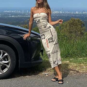 FUFUCAILLM Women's Off Shoulder Bodycon Midi Dress