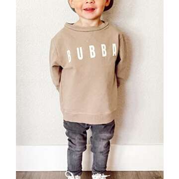 MERSARIPHY Toddler Baby Boy Girl Clothes Funny Letter Sweatshirt Long Sleeve Shirt Sweater Baby Twins Fall Winter Tops (2-3 T, BU-beige)
