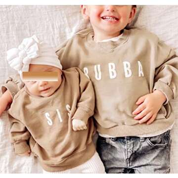 MERSARIPHY Toddler Baby Boy Girl Clothes Funny Letter Sweatshirt Long Sleeve Shirt Sweater Baby Twins Fall Winter Tops (2-3 T, BU-beige)