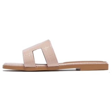 TRULAND Blush H Strap Flat Slide Sandals for Women