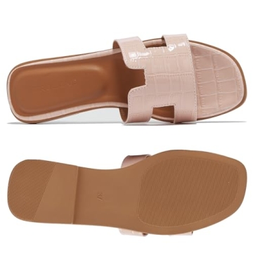TRULAND Blush H Strap Flat Slide Sandals for Women