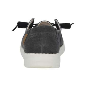 Hey Dude Women's Wendy Chambray Chambray Off Black Size 6 | Women’s Shoes | Women’s Lace Up Loafers | Comfortable & Light-Weight