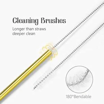 Teivio 12 Short Reusable Stainless Steel Drink Straws