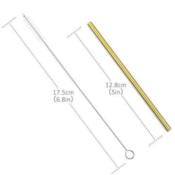 Teivio 12 Short Reusable Stainless Steel Drink Straws