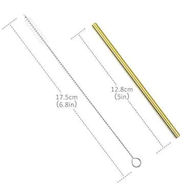 Teivio 12 Short Reusable Stainless Steel Drink Straws