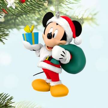 Hallmark Keepsake Christmas Ornament 2024, Disney All About Mickey! Santa Mickey, Gifts for Disney Fans
