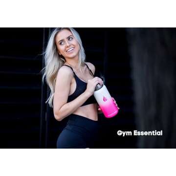 HYDRO CELL Stainless Steel Insulated Water Bottle with Straw - For Cold & Hot Drinks - Metal Vacuum Flask with Screw Cap and Modern Leakproof Sport Thermos for Kids & Adults (White/Pink 32oz)