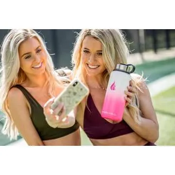 HYDRO CELL Stainless Steel Insulated Water Bottle with Straw - For Cold & Hot Drinks - Metal Vacuum Flask with Screw Cap and Modern Leakproof Sport Thermos for Kids & Adults (White/Pink 32oz)