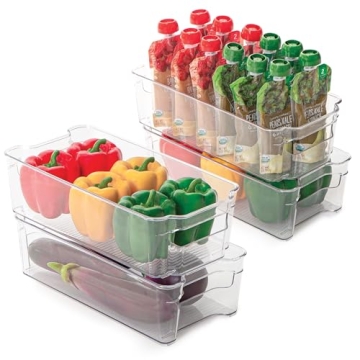Smart Design Stackable Refrigerator Bins Set of 4
