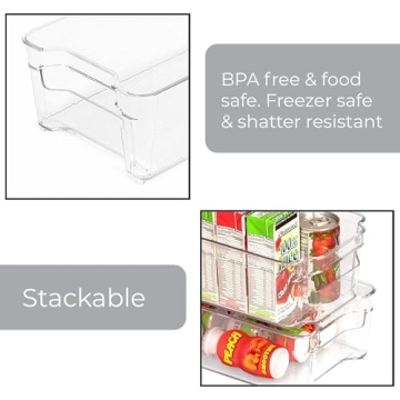 Smart Design Stackable Refrigerator Bins Set of 4