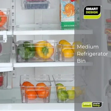 Smart Design Stackable Refrigerator Bins Set of 4