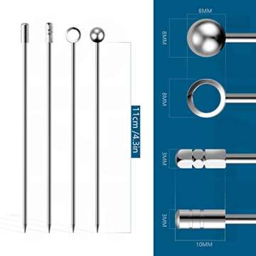 Cocktail Picks Stick, 20Pcs Stainless Steel Martini Picks, Reusable Metal Cocktail Skewers Olives Ap...