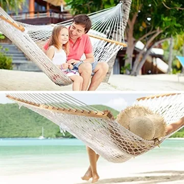 Y-STOP Double Cotton Rope Hammock for Ultimate Relaxation