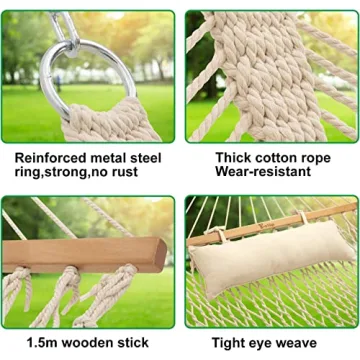 Y-STOP Double Cotton Rope Hammock for Ultimate Relaxation