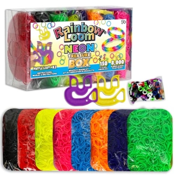 Rainbow Loom® Treasure Box NEON Edition, 8,000 Rubber Bands in 8 Different Neon Colors, and a Bonus...