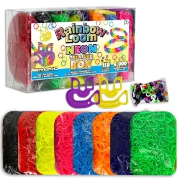 Rainbow Loom® Treasure Box NEON Edition, 8,000 Rubber Bands in 8 Different Neon Colors, and a Bonus...