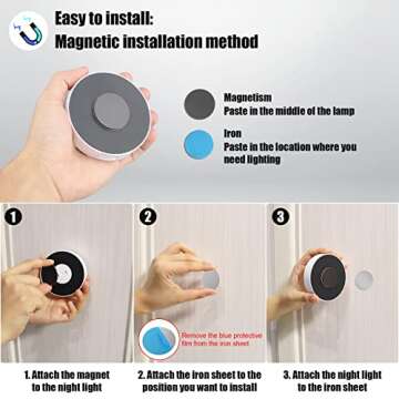 6 Pack Motion Sensor Light Indoor [8 LEDs], Electight Night Light USB Rechargeable, 400 mAh Battery & 3 Light Modes, Cordless Magnetic Sticker Nightlight, for Stair, Closet, Hallway - 6000K Cold White