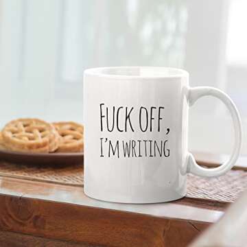 Panvola F**k Off I'm Writing Writer Gfts For Author Dad Mom Husband Wife Boyfriend Girlfriend Sister Brother Warning Mug Novelty Ceramic Coffee Cup 11 Ounces White Cups