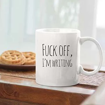 Panvola F**k Off I'm Writing Writer Gfts For Author Dad Mom Husband Wife Boyfriend Girlfriend Sister Brother Warning Mug Novelty Ceramic Coffee Cup 11 Ounces White Cups