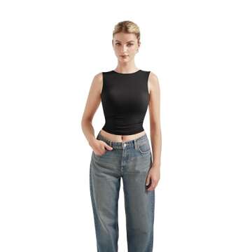 SUUKSESS Women Sexy Backless Tank Top Summer Going Out Y2k Sleeveless Basic Crop Tops Shirts (Black,S)