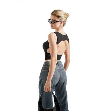 SUUKSESS Women Sexy Backless Tank Top Summer Going Out Y2k Sleeveless Basic Crop Tops Shirts (Black,S)