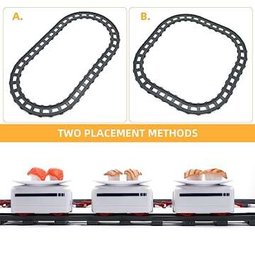 TOYANDONA Sushi Train Set Rotating Table Food Train Battery Powered Electric Train Toy Under Christmas Tree Train Track for Kids Boys Girls White