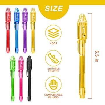 ZUNTENG Invisible Ink Pen,7Pcs Spy Pen,Invisible Disappearing Ink Pen with uv Light Fun Activity Ent...