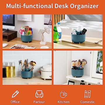 Marbrasse Desk Organizer, 360-Degree Rotating Pen Holder for Desk, Desk Organizers and Accessories w...