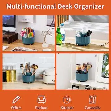 Marbrasse Desk Organizer, 360-Degree Rotating Pen Holder for Desk, Desk Organizers and Accessories w...