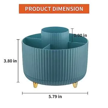 Marbrasse Desk Organizer, 360-Degree Rotating Pen Holder for Desk, Desk Organizers and Accessories with 5 Compartments Pencil Organizer, Art Supply Storage Box Caddy for Office, Home （Dark Green）