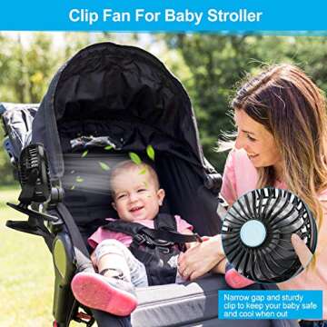 TriPole Clip On Fan Stroller Fan Battery Operated Portable Fan Stepless Speed 360 Degree Rotation Small Desk Fan with Strong Clamp Personal Table Fan for Baby Crib Treadmill Car