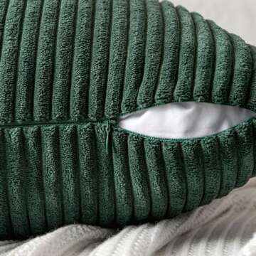 MIULEE Army Green Corduroy Pillow Covers Pack of 2 Boho Decorative Spliced Throw Pillow Covers Soft Solid Couch Pillowcases Cross Patchwork Cushion Covers for Living Room Bed Sofa 20x20 inch