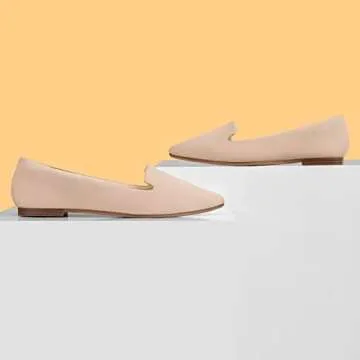 Comfortable MUSSHOE Flat Shoes for Women in Nude Suede