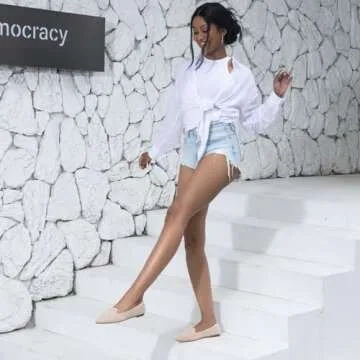 Comfortable MUSSHOE Flat Shoes for Women in Nude Suede