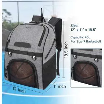 DEEGO Basketball Bag, Basketball Backpack with Ball Shoe Compartment Large Basketball Accessories Basketball Equipment Bag Soccer Bag Sports Gym Fits Soccer & Volleyball Football