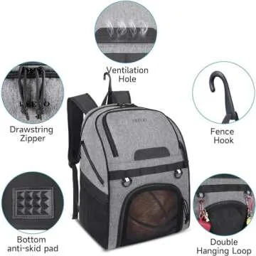 DEEGO Basketball Bag, Basketball Backpack with Ball Shoe Compartment Large Basketball Accessories Basketball Equipment Bag Soccer Bag Sports Gym Fits Soccer & Volleyball Football