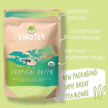 Kubo Tea Organic Tropical Green Tea Blend - High Caffeine Energy