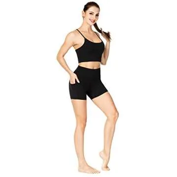 Sunzel 8" / 5" / 3" Biker Shorts for Women with Pockets, High Waisted Yoga Workout Shorts Black
