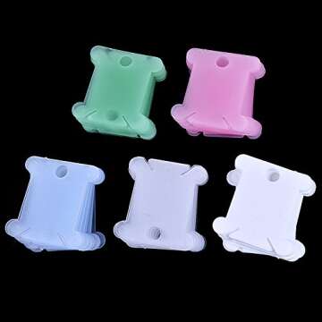 BronaGrand 100 Pieces Plastic Floss Bobbins Embroidery Thread Cards Cross Stitch Bobbin Thread Organ...