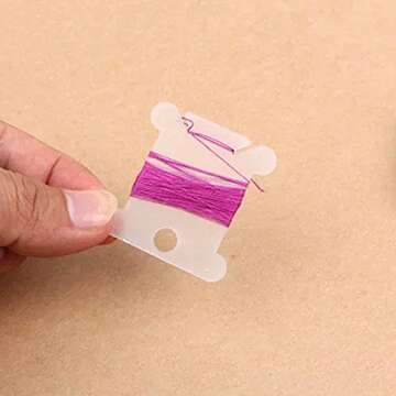 BronaGrand 100 Pieces Plastic Floss Bobbins Embroidery Thread Cards Cross Stitch Bobbin Thread Organizer