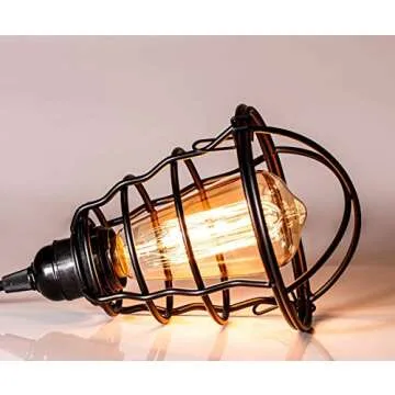 Industrial Pendant Light INNOCCY Edison Hanging Cage Pendant Lights E26 E27 Base Vintage Adjustable Pendant Lamp Fixture for Kitchen Home Lighting 2 Pack