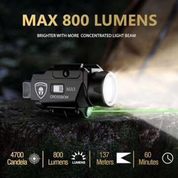 WARRIORLAND MA1 800 Lumens Rail Mounted Pistol Light Combo with Holster for Glock