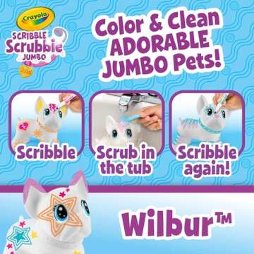 Crayola Scribble Scrubbie Jumbo Pet - Wilbur (6in), Customizable Dog Toy for Kids, Arts & Crafts, Gi...